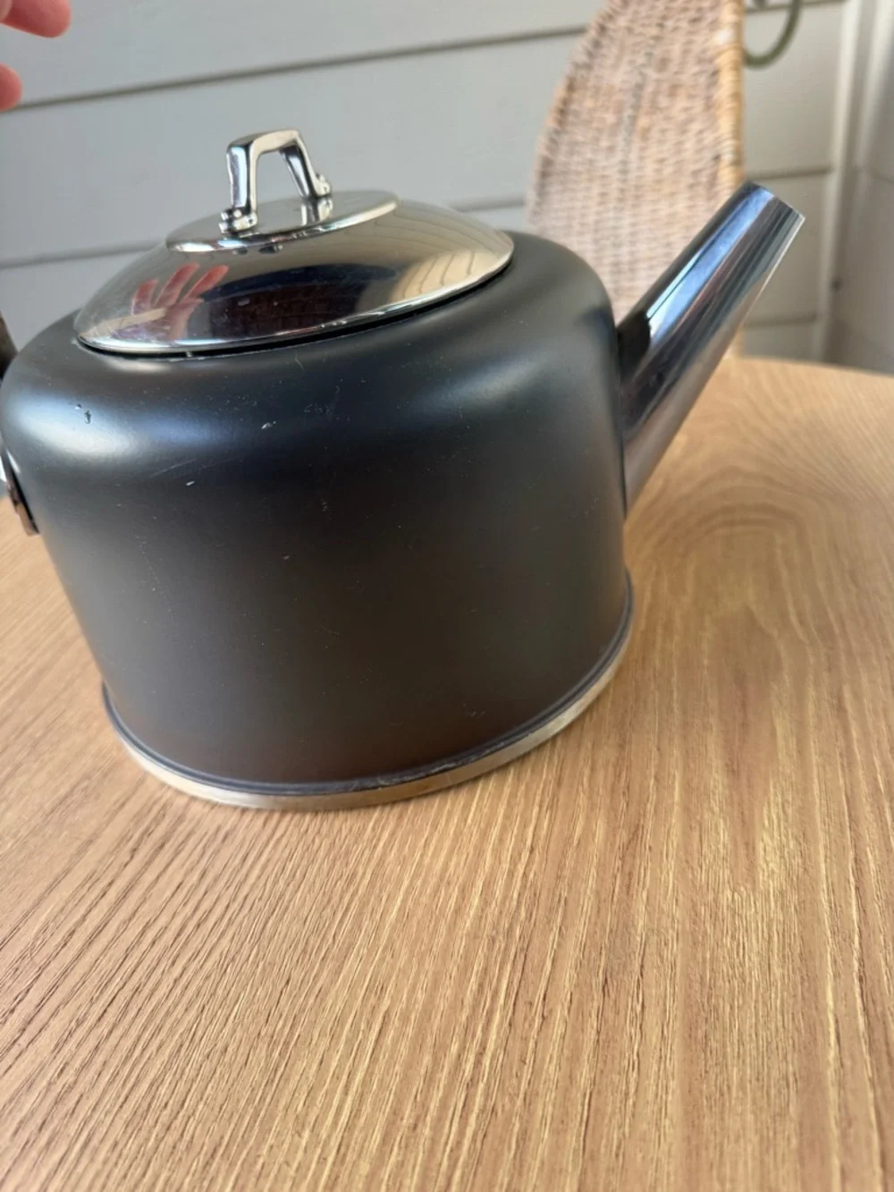 ALL CLAD Teakettle with Chrome Handle Charcoal Grey Whistling